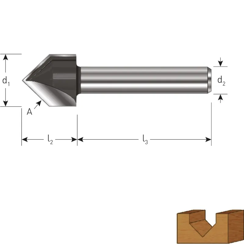 HM V-GROEFFREES 60°, GOLD-LINE, ø19,05, D2=8