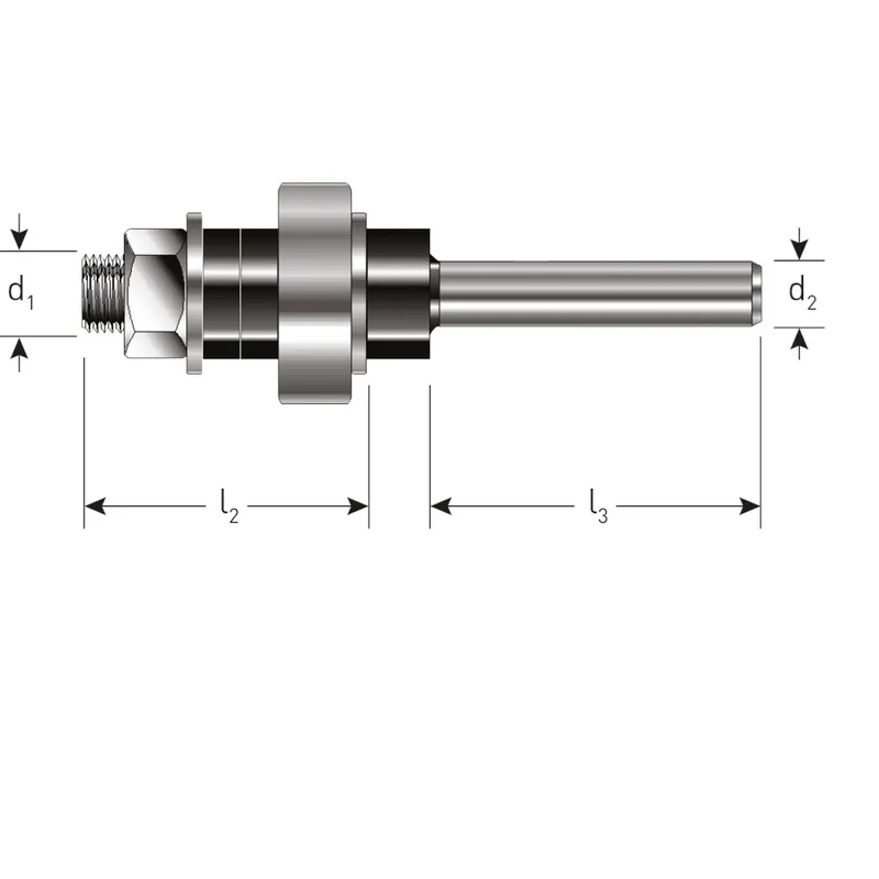SPINDEL MET LAGER ø8, D2=12