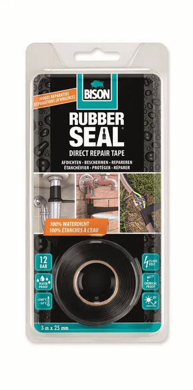 BISON RUBBER SEAL DIRECT REPAIR TAPE BLISTER 3 M X 25 MM NL/FR