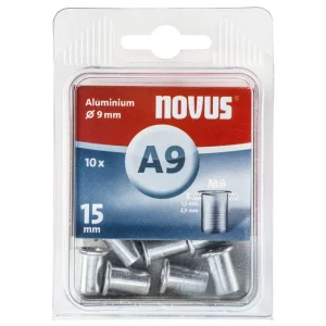 NOVUS BLINDKLINKMOER M6 X 15MM, ALU SB, 10 ST.