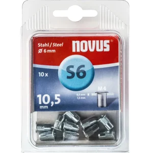 NOVUS BLINDKLINKMOER M4 X 10,5MM, STAAL, 10 ST.