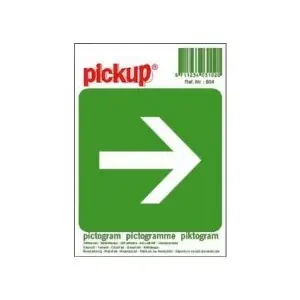 STICKER VLUCHTWEG PIJL RECHT PICTO 100X100 MM