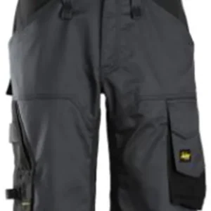 ALLROUNDWORK, STRETCH LOOSE FIT KORTE WERKBROEK, STAAL-GRIJS - ZWART (5804), 052