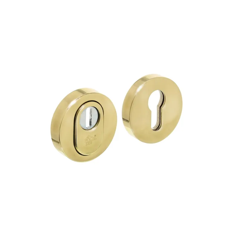 SKG3 VEILIGHEIDSROZETTEN ROND VERDEKT ø55X12MM PROFIELCILINDERGAT MET KERNTREKBEVEILIGING MESSING GELAKT