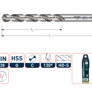 HSS-G SPIRAALBOOR, DIN 338, TYPE HD-S, ø3,2