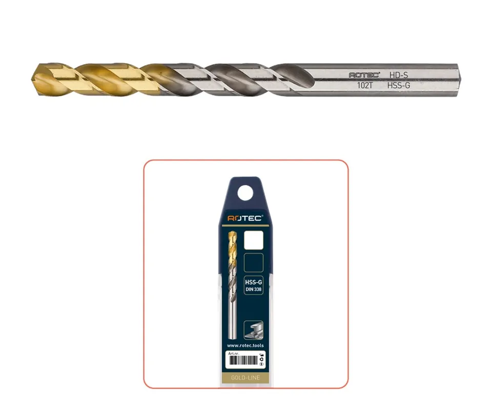 HSS-G SPIRAALBOOR, DIN 338, TYPE HD-S, TIN-TOP, ø4,1