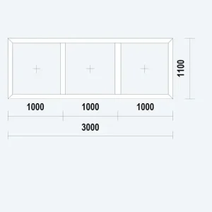 Gealan S9000 Slim Raamkozijn, buitenwerkse maat 3000x1100mm, wit PVC