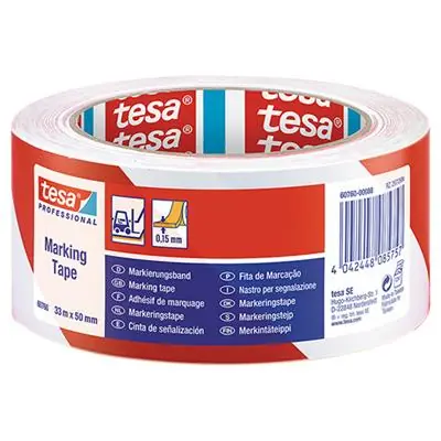 1059186 - TESA 60760 SIGNALISATIETAPE PVC ROOD-WIT