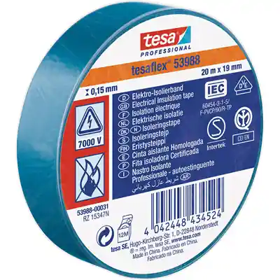 1064503 - TESA 53988 ELECTRONISCHE ISOLATIETAPE 20M/19MM BLAUW