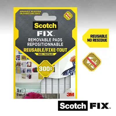 1071429 - SCOTCH-FIX™ VERWIJDERBARE ZELFPADS 11MM X 15MM, 36/PK