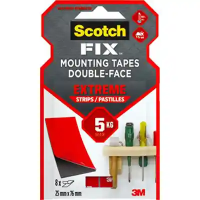 1071490 - SCOTCH-FIX EXTREME MOUNTING 8 STRIPS PT1100-ST8-P 25MMX76MM