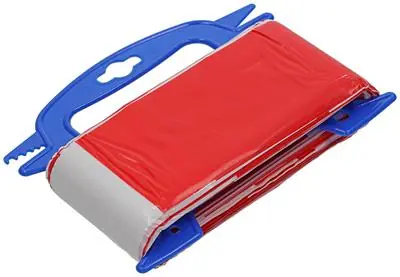 1014099 - AFSPERBAND ROOD/WIT HASPEL 75MM X 100M 35 MICRON