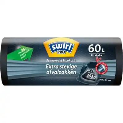 1067539 - SWIRL PRO AFVALZAK EXTRA STEVIG 60L 12 STUKS