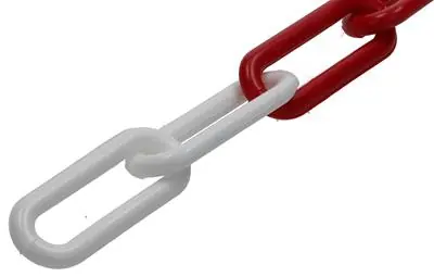 1005291 - KUNSTSTOF KETTING ROOD WIT Ø 6MM L 40MM 2M
