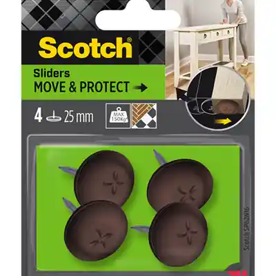 1070267 - SCOTCH® MOVE & PROTECT SLIDERSTO NAIL BRUIN, Ø 25 MM, 4/PACK