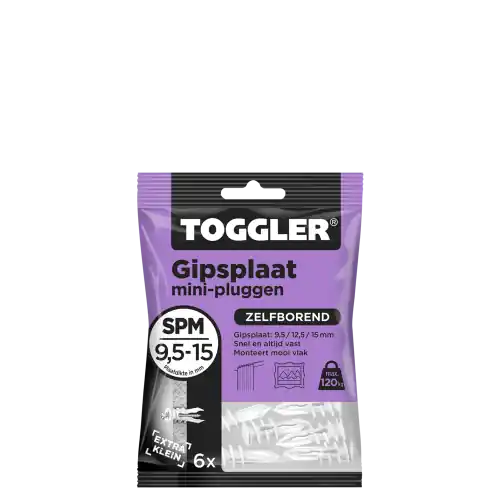 GIPSPLAATPLUG TOGGLER 9,5-15MM SP-MINI 6S