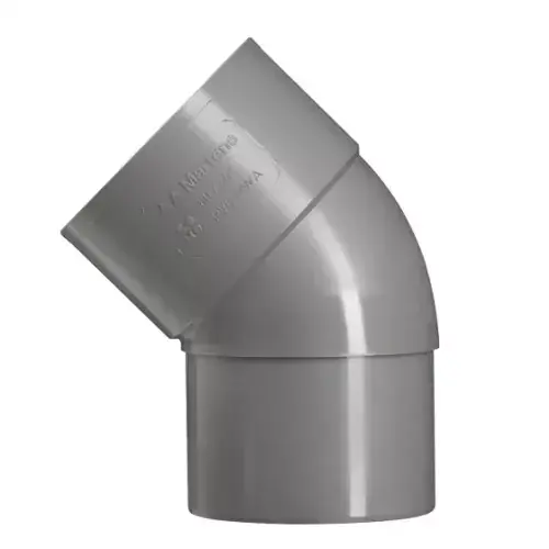 100MM BOCHT 45° HWA INW.LIJM X VERJ SPIE GRIJS