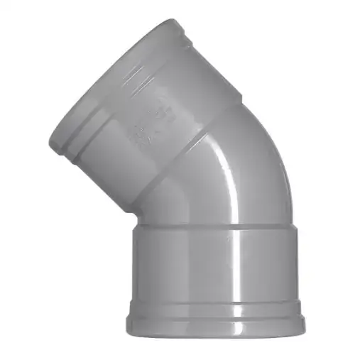 PVC BOCHT 125 MM 45°, 2X MANCHET, KOMO