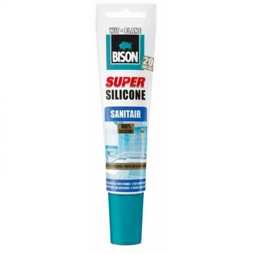 BISON SUPER SILICONE SANITAIR WIT HANG/STATUBE 150 ML NL/FR