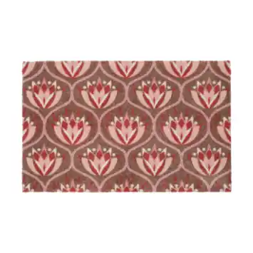 Droogloopmat bloem roze/bruin 50x70 cm