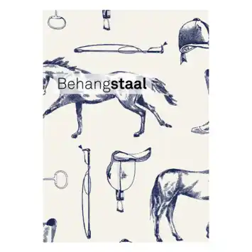 Behangstaal vliesbehang Joules Equestrian paarden print Crème/Blauw (dessin 128902)