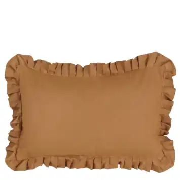 Kussen ruffled l.bruin - l55xb35xh10cm