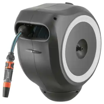 Gardena wandslangenbox Roll Up 15 meter grijs/wit incl. tuinspuit