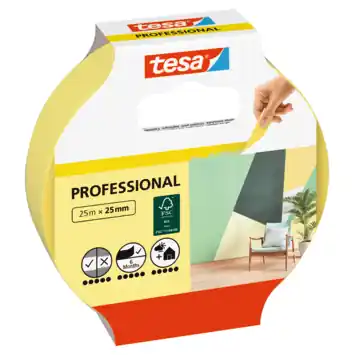 Tesa Professional Indoor schilderstape geel 25 mm x 25 m