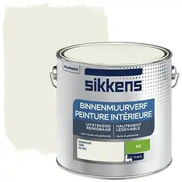Sikkens muurverf binnen mat RAL 9010 gebroken wit 2,5 liter