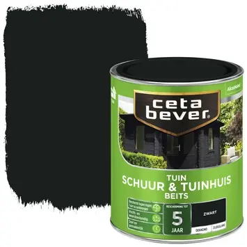 CetaBever Tuinbeits Schuur & Tuinhuis zijdeglans dekkend zwart 750 ml