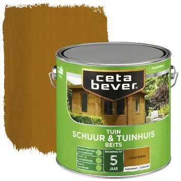 CetaBever Tuinbeits Schuur & Tuinhuis zijdeglans transparant licht eiken 2,5 liter