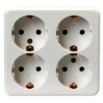 OK 4-voudig geaard stopcontact opbouw wit