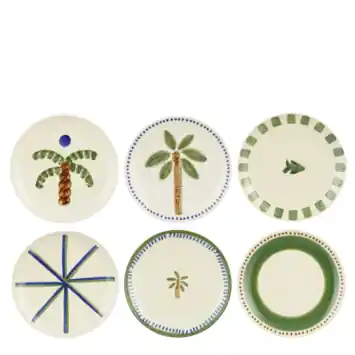 Bord groen blauw - h2,5xd21cm - per stuk
