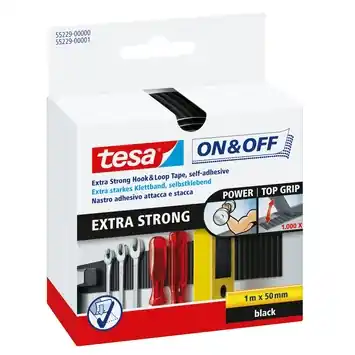 Tesa On&Off klittenband zwart 50 mm / 1 m
