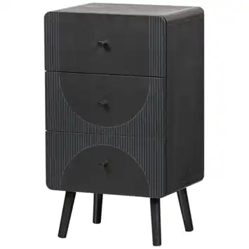 WOOOD nachtkastje Conner grenenhout zwart 70 x 40 x 30 cm