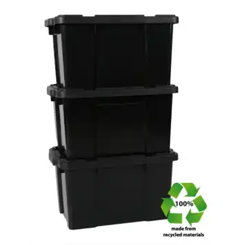 Iris Powerbox Robuust Opbergbox - 45L - 100% Recycled Kunststof - Zwart - Set van 3