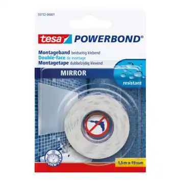 Tesa Powerbond dubbelzijdig montagetape spiegels wit 19 mm x 1,5 m