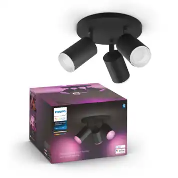 Philips Hue opbouwspot Fugato zwart - wit en gekleurd licht 4.2W - 3 spots