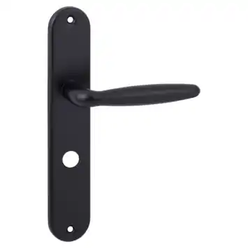 Karwei deurkruk set Eros ovaal schild vrij-bezet sluiting 63/8 mm zwart aluminium