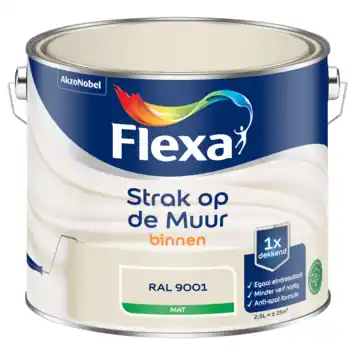 Flexa Strak op de Muur muurverf mat crème 2,5 liter
