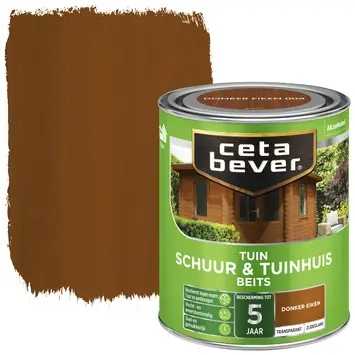 CetaBever Tuinbeits Schuur & Tuinhuis zijdeglans transparant donker eiken 750 ml
