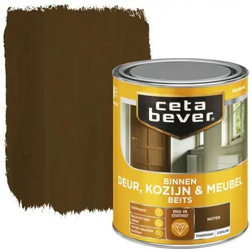 CetaBever Deur, Kozijn & Meubelbeits zijdeglans transparant noten 750 ml
