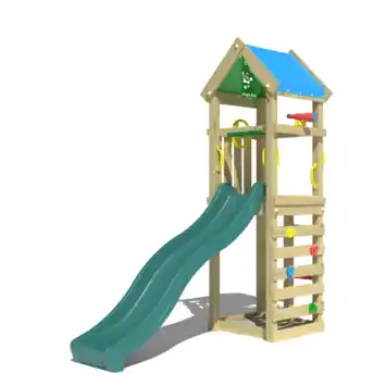 Speeltoestel Jungle Gym Patio grenen geïmpregneerd met glijbaan donker groen