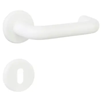 OK deurkruk set rond rozet wit plastic