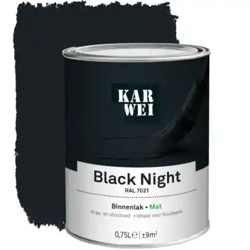 KARWEI binnenlak mat RAL 7021 black night 750 ml