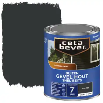 CetaBever Snelbeits Gevel & Kozijn zijdemat dekkend RAL 7021 zwartgrijs 750 ml