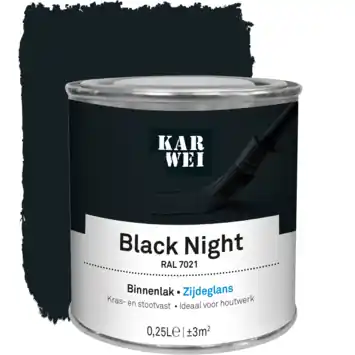 KARWEI binnenlak zijdeglans RAL 7021 black night 250 ml