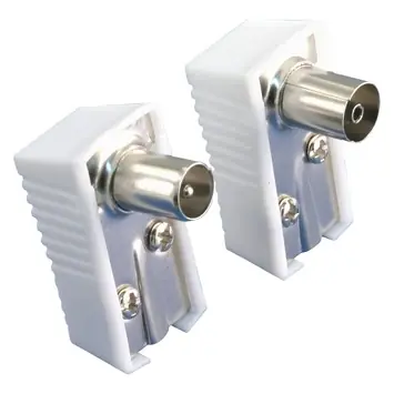 OK Coax stekkerset male/female wit