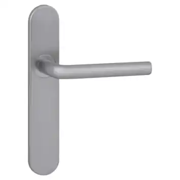 Karwei deurkruk set Gino ovaal blind schild RVS look aluminium