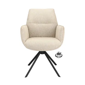 Eetkamerstoel Onne Lodge beige jacquard stof met armleuning